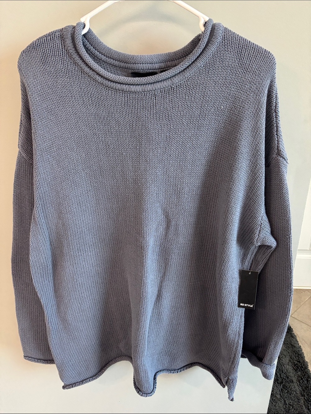 NWT RD Style Dusty Blue Rollneck Knit Sweater